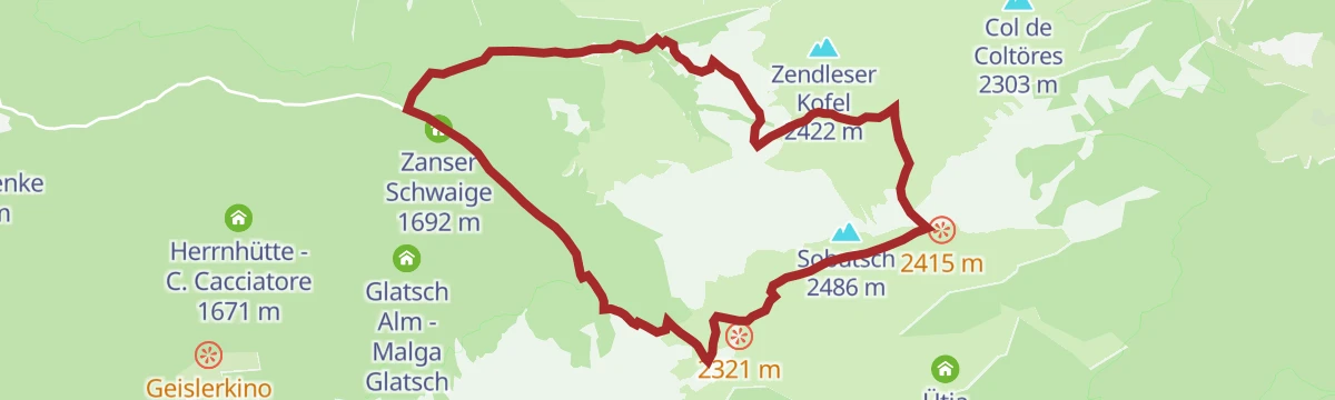 Route map: Zans - Schlüterhütte - Kreuzjoch